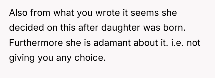 Also from what you wrote it seems she decided on...