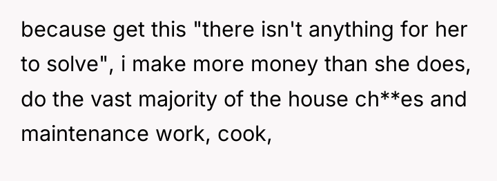 because get this "there isn't anything for her to solve",...