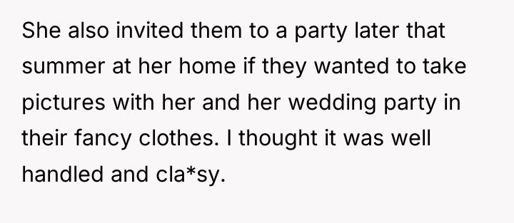 She also invited them to a party later that summer...