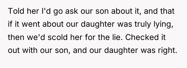 Told her I'd go ask our son about it, and...