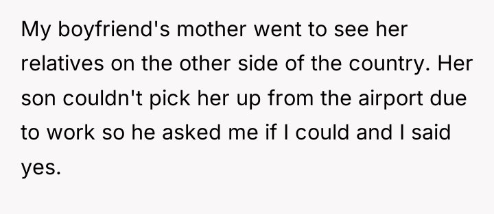 My boyfriend's mother went to see her relatives on the...