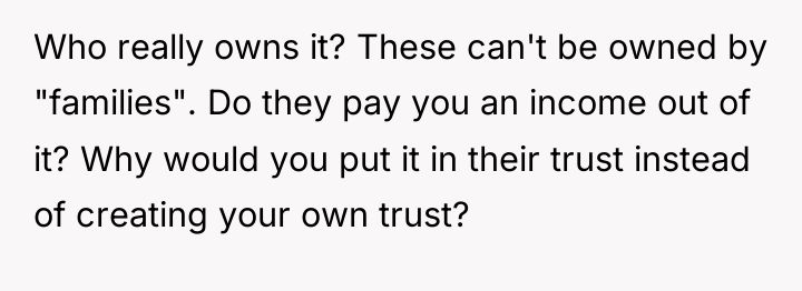 Who really owns it? These can't be owned by "families"....