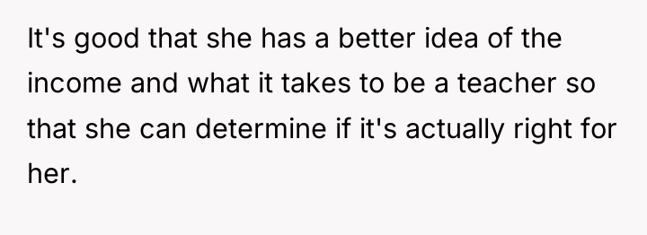It's good that she has a better idea of the...
