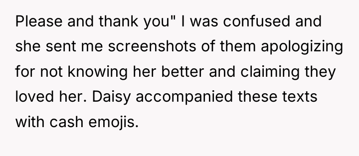 Please and thank you" I was confused and she sent...