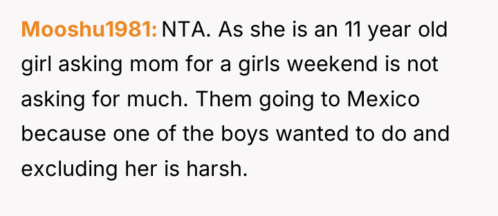 Mooshu1981 NTA. As she is an 11 year old girl...