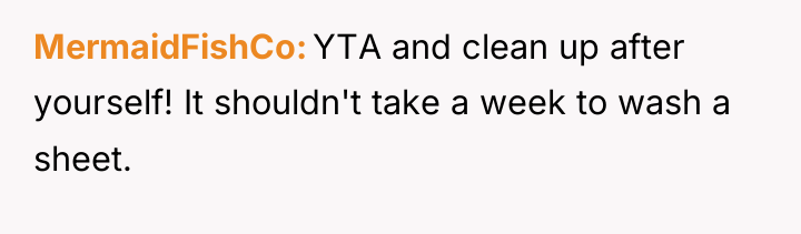 MermaidFishCo YTA and clean up after yourself! It shouldn't take...