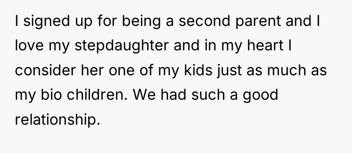 I signed up for being a second parent and I...