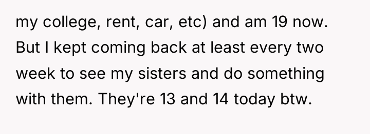 my college, rent, car, etc) and am 19 now. But...