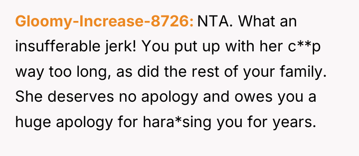 Gloomy-Increase-8726 NTA. What an insufferable jerk! You put up with...