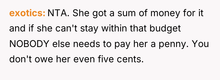 exotics NTA. She got a sum of money for it...