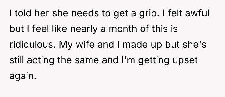 I told her she needs to get a grip. I...