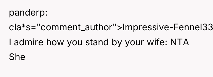 panderp cla*s="comment_author">Impressive-Fennel334: I admire how you stand by your wife:...
