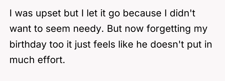 I was upset but I let it go because I...