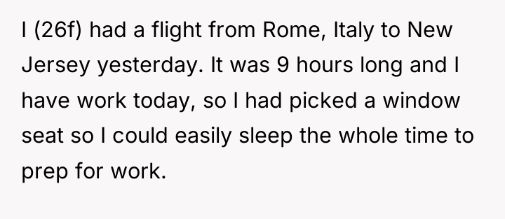 I (26f) had a flight from Rome, Italy to New...