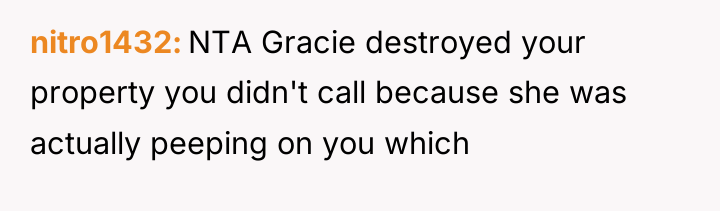nitro1432 NTA Gracie destroyed your property you didn't call because...