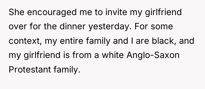 She encouraged me to invite my girlfriend over for the...