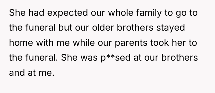 She had expected our whole family to go to the...
