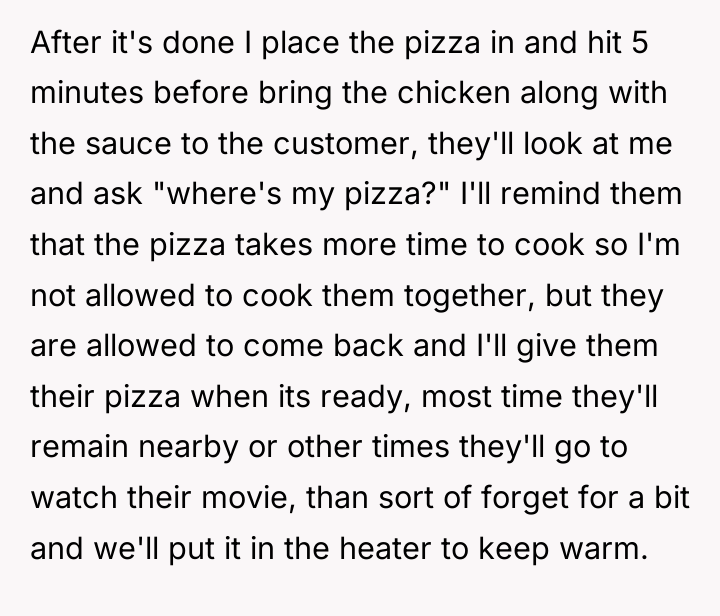 After it's done I place the pizza in and hit...
