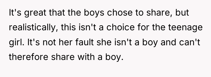 It's great that the boys chose to share, but realistically,...