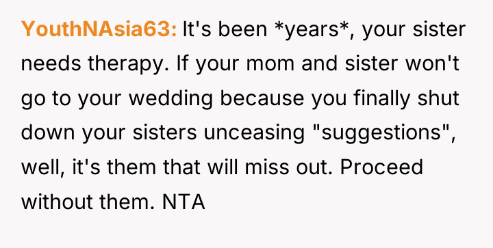 YouthNAsia63 It's been *years*, your sister needs therapy. If your...