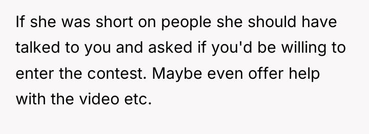 If she was short on people she should have talked...