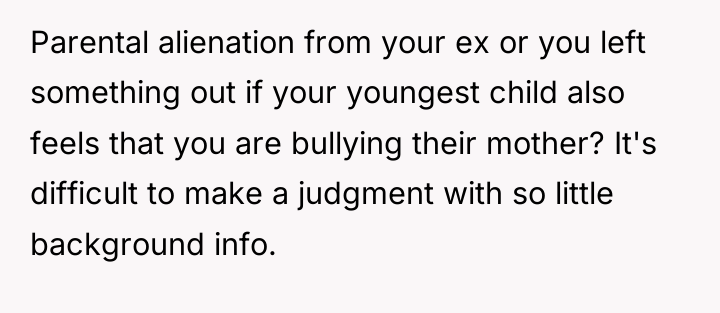 Parental alienation from your ex or you left something out...