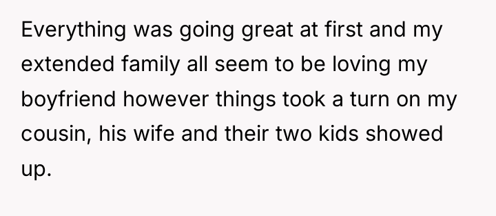 Everything was going great at first and my extended family...