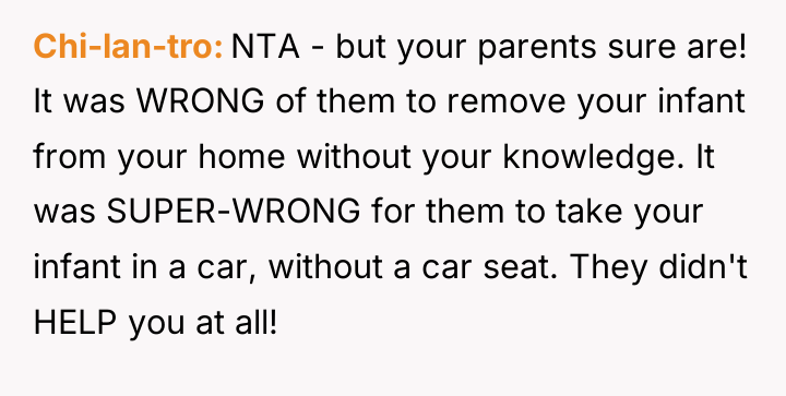 Chi-lan-tro NTA - but your parents sure are! It was...