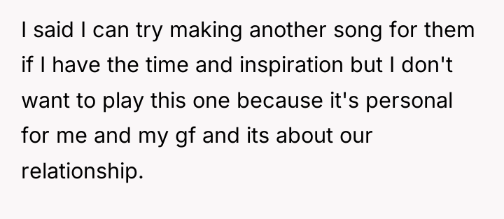 I said I can try making another song for them...