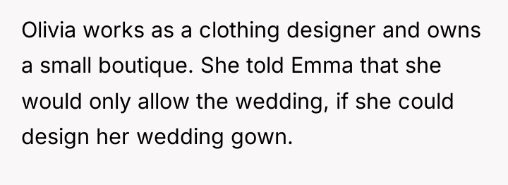 Olivia works as a clothing designer and owns a small...