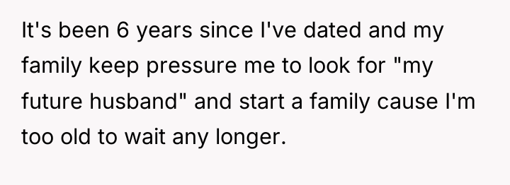 It's been 6 years since I've dated and my family...