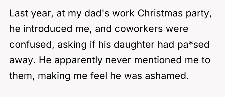 Last year, at my dad's work Christmas party, he introduced...
