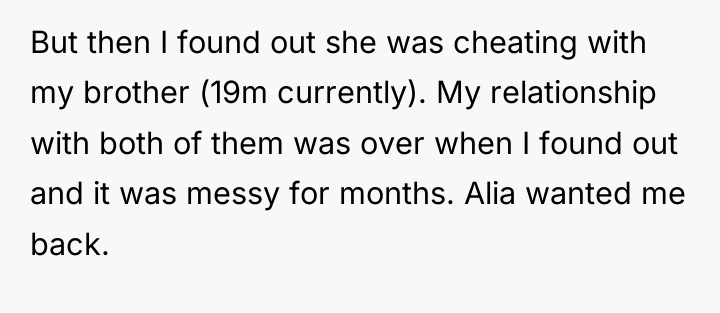 But then I found out she was cheating with my...