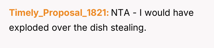 Timely_Proposal_1821 NTA - I would have exploded over the dish...