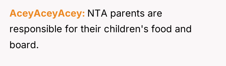 AceyAceyAcey NTA parents are responsible for their children's food and...