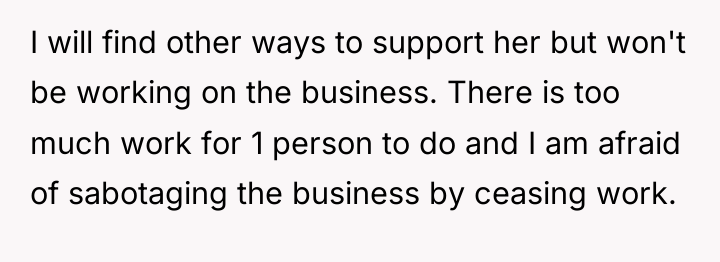 I will find other ways to support her but won't...