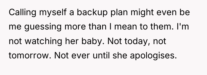Calling myself a backup plan might even be me guessing...