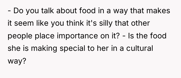 - Do you talk about food in a way that...