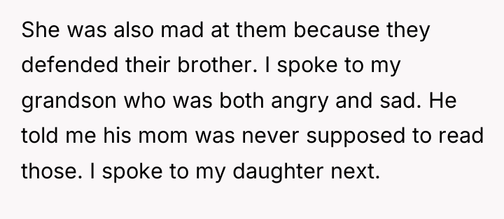 She was also mad at them because they defended their...