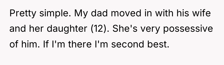 Pretty simple. My dad moved in with his wife and...