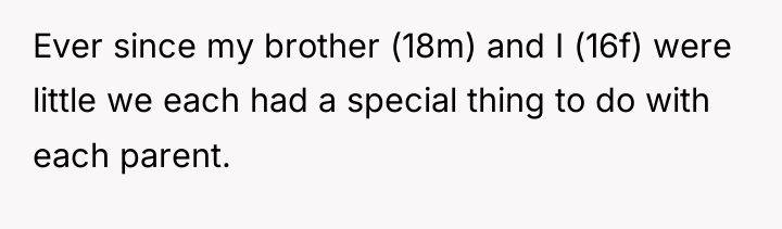 Ever since my brother (18m) and I (16f) were little...