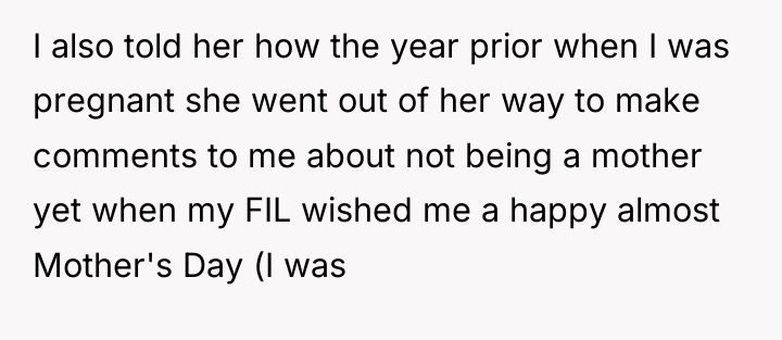 I also told her how the year prior when I...