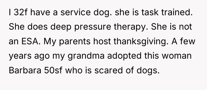 I 32f have a service dog. she is task trained....