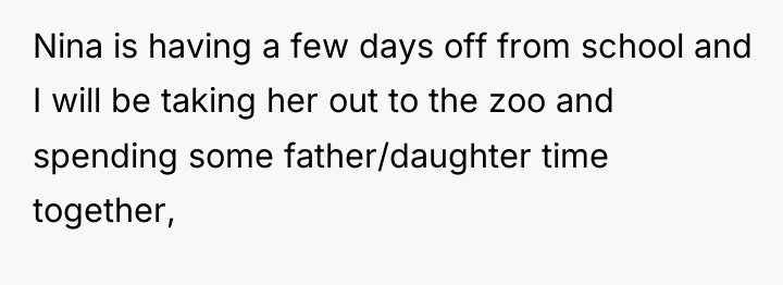 Nina is having a few days off from school and...