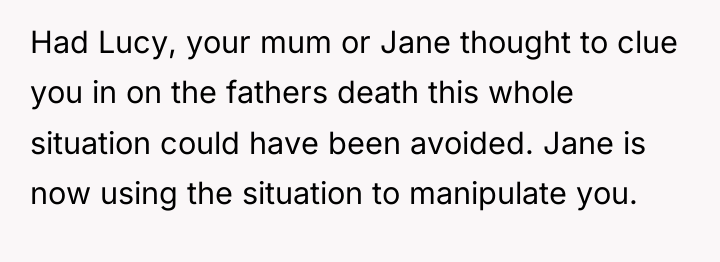 Had Lucy, your mum or Jane thought to clue you...