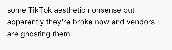 some TikTok aesthetic nonsense but apparently they're broke now and...