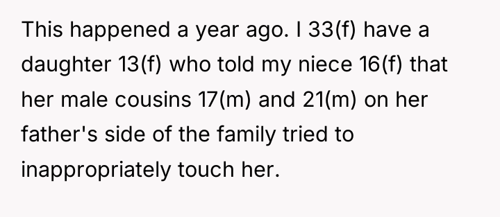 This happened a year ago. I 33(f) have a daughter...