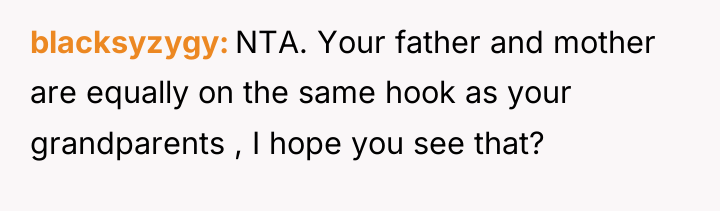 blacksyzygy NTA. Your father and mother are equally on the...