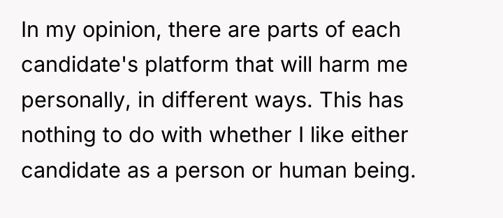 In my opinion, there are parts of each candidate's platform...