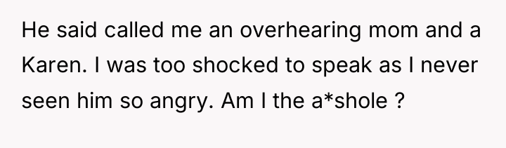He said called me an overhearing mom and a Karen....